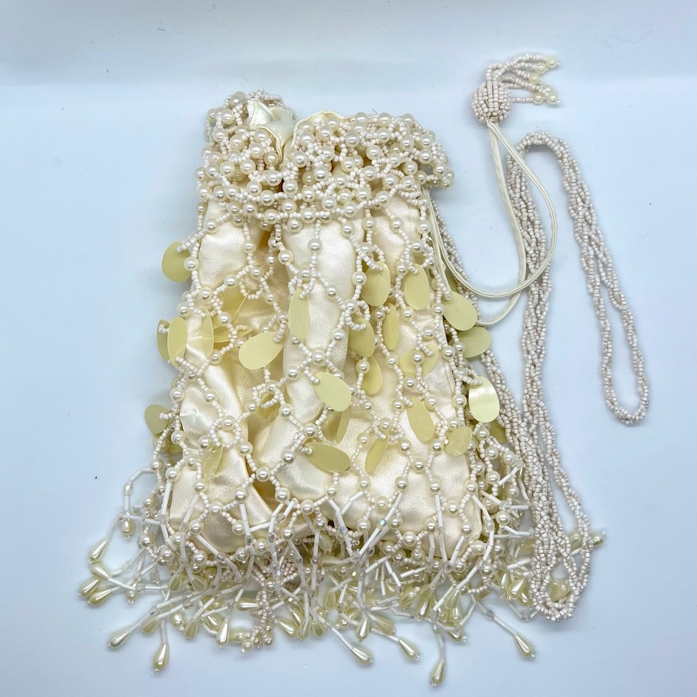 Ivory Colored Beaded Purse